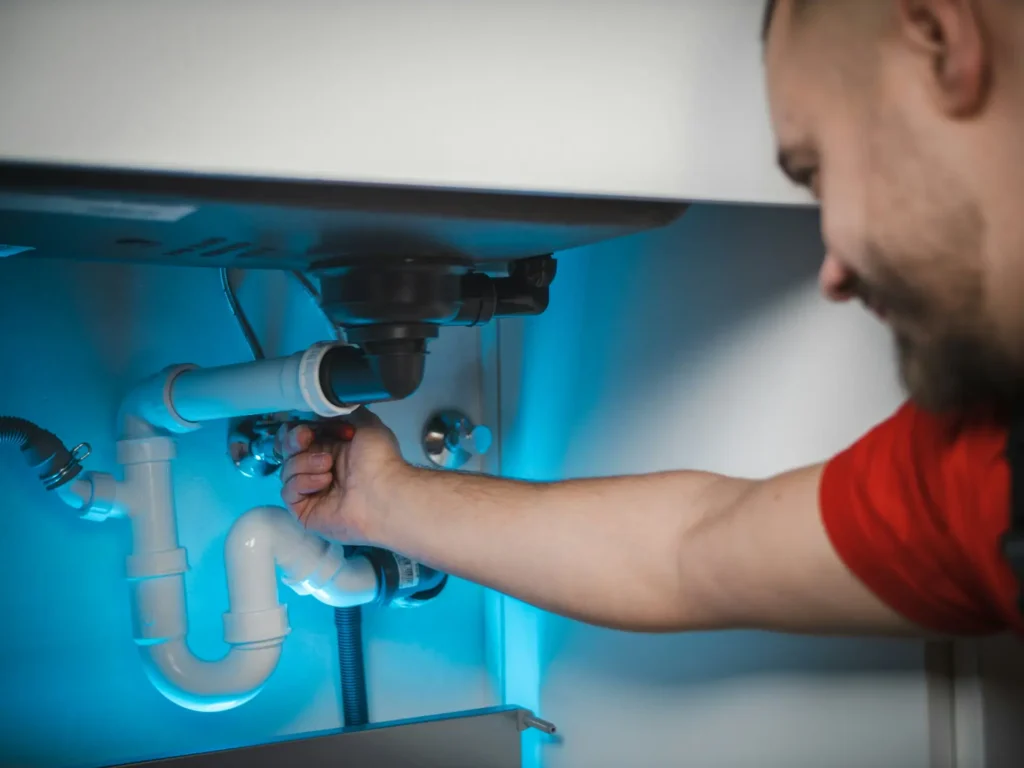 Installateur von Pohlheimer Haustechnik bei der Arbeit